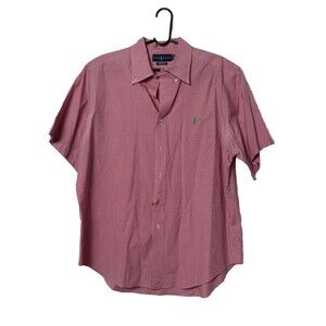 RALPH LAUREN Men’s Short Sleeve Button Up Red Check Shirt Classic Fit XL